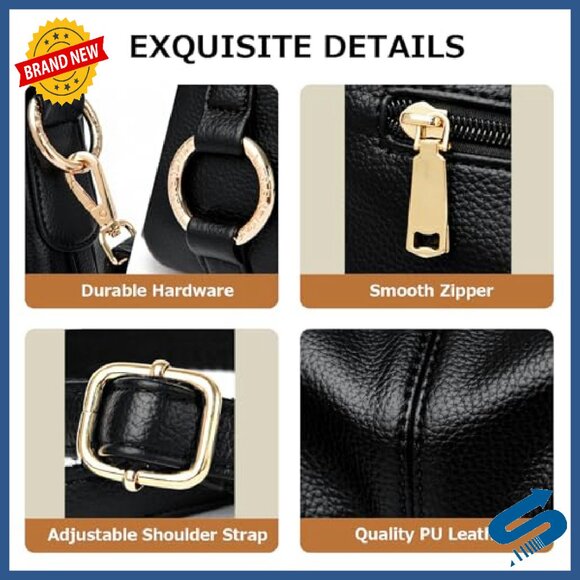 PU Leather Crossbody Hobo Bag Adjustable Strap Multi-Compartment Tote